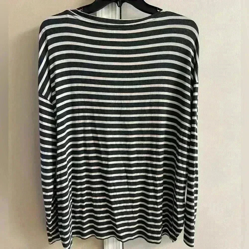 American eagle soft & sexy v neck striped tunic tee dark grey Medium
